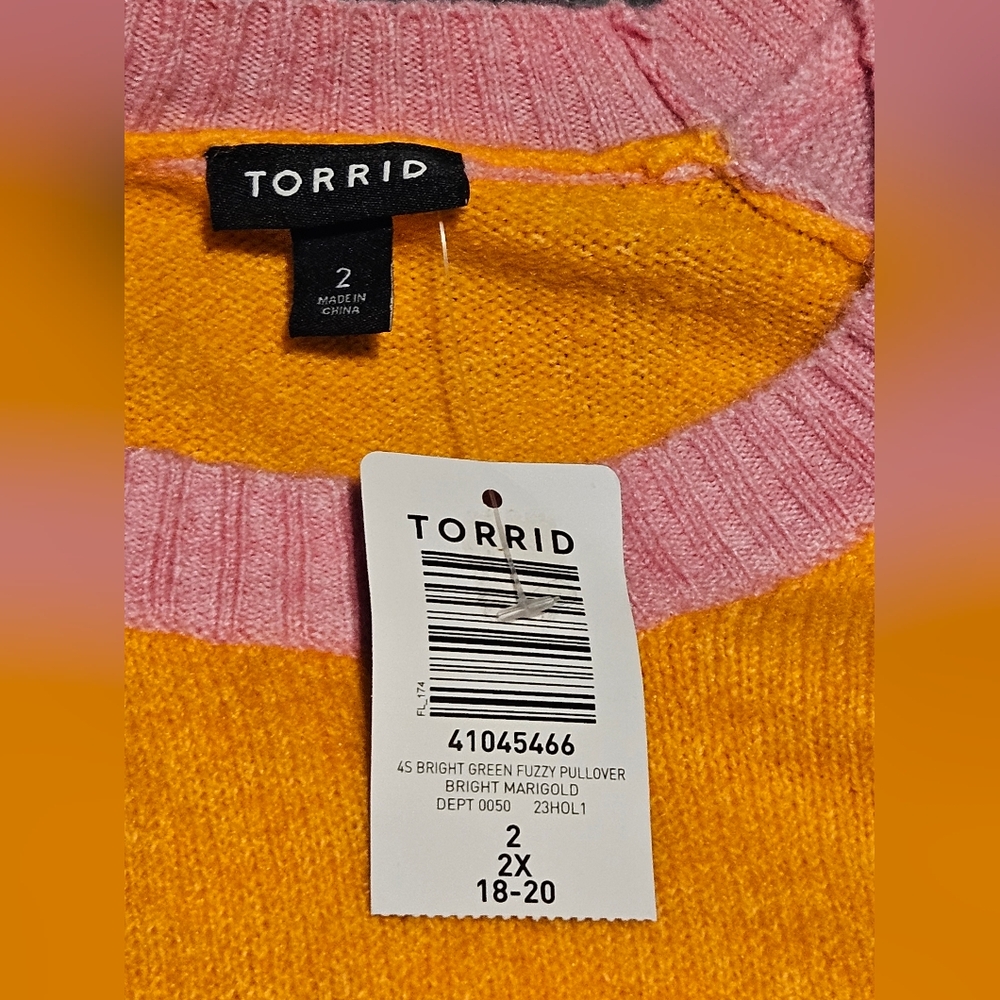 Torrid Vegan Cashmere Pink/Orange Color-Block Pullover Sweater Size 2X NWT - Picture 14 of 16